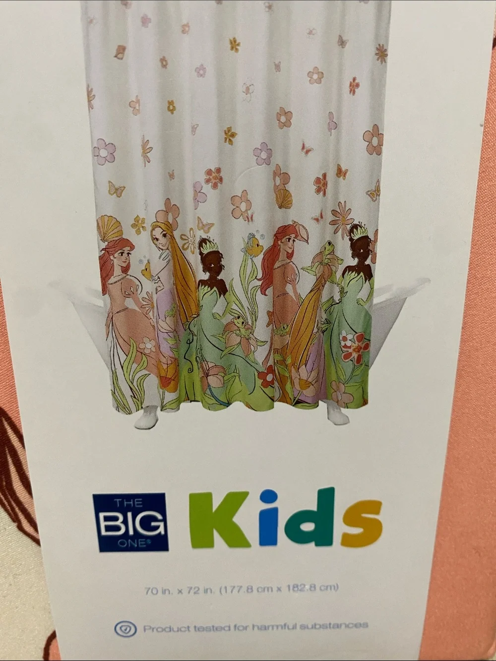 Disney Princess Shower Curtain in Pink, Peach & Green